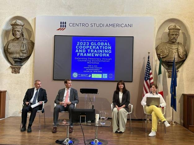 圖說二：義大利、美國及台灣的學者專家出席GCTF 「反制假訊息以捍衛民主」海外工作坊
