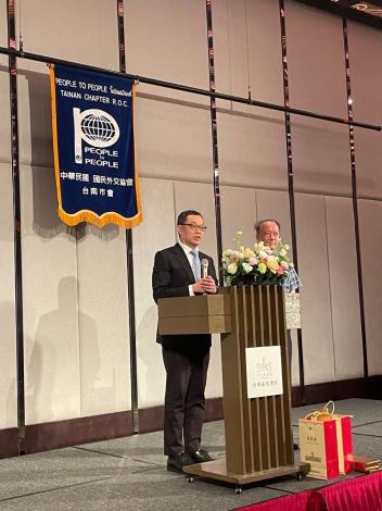 圖說一：外交部政務次長陳明祺代表外交部長林佳龍出席「中華民國國民外交協會台南市會」月例會並致詞。