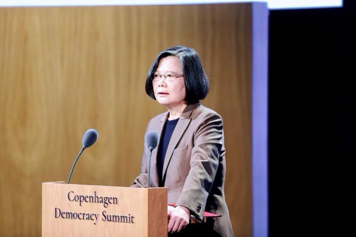 圖說五：蔡英文前總統於「哥本哈根民主高峰會」（Copenhagen Democracy Summit）發表演說。
