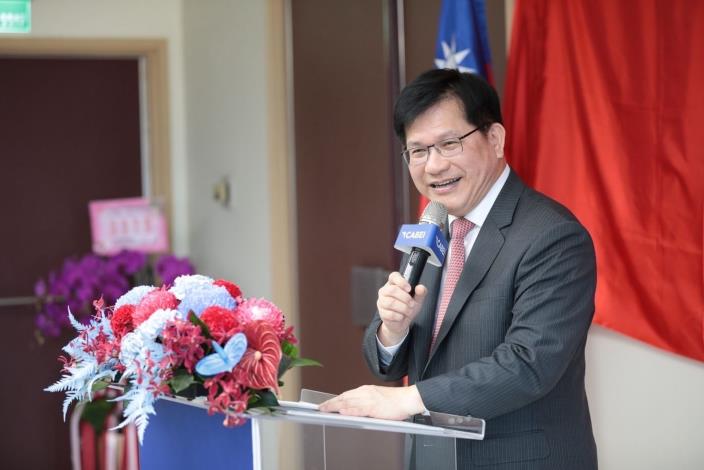 圖說一：外交部長林佳龍出席中美洲銀行（CABEI）駐台國家辦事處喬遷儀式並致詞。
