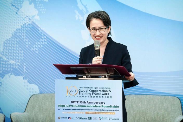 圖說一：蕭美琴副總統出席「全球合作暨訓練架構」（GCTF）十週年高層紀念圓桌會談並致詞。