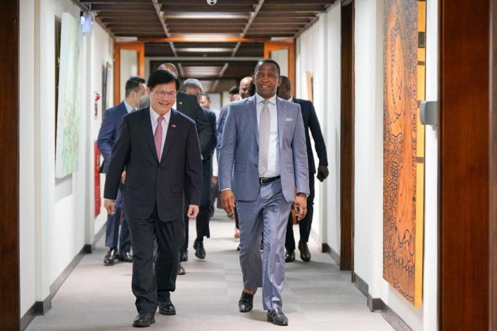 圖說一：外交部長林佳龍歡迎史瓦帝尼王國眾議院議長馬布札（Jabulani Mabuza）訪台。