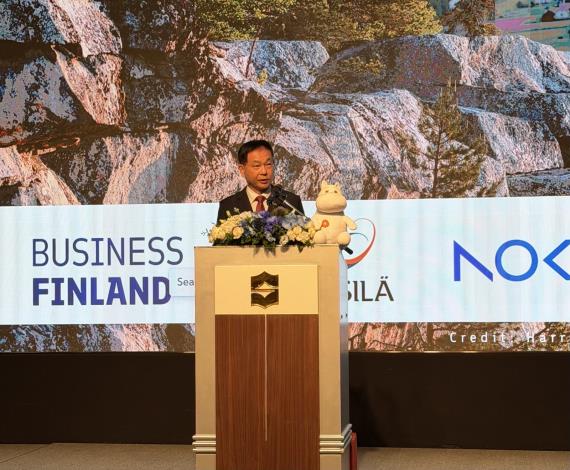 圖說一：外交部常務次長葛葆萱於「2025芬蘭國慶酒會」上致詞。