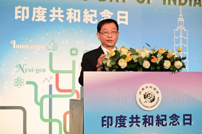 圖說一：外交部常務次長葛葆萱出席「印度共和紀念日」慶祝酒會致詞。
