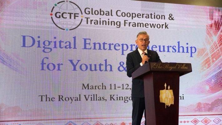 圖說二：我國駐史瓦帝尼王國大使梁洪昇致詞。