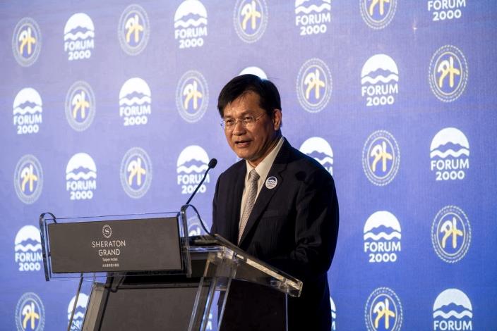 圖說一：外交部長林佳龍於「民主合作論壇」公開座談致詞，強調台灣是全球民主韌性與供應鏈安全不可或缺的關鍵力量。