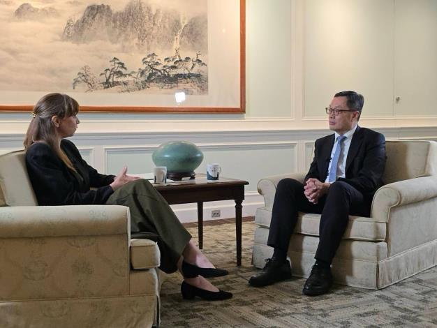 圖說一：外交部政務次長陳明祺接受英國 ITV News 專訪，表示我國相信美國維護印太區域和平穩定的安全承諾。