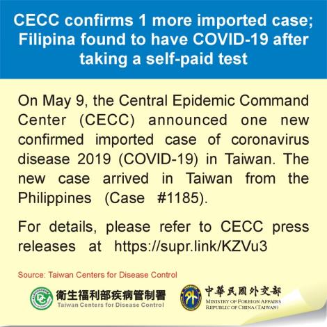 CECC confirms 1 more imported case; Filipina found to have COVID-19 after taking a self-paid test