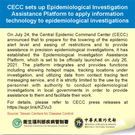 CECC sets up Epidemiological Investigation Assistance Platform to apply information technology to epidemiological investigations