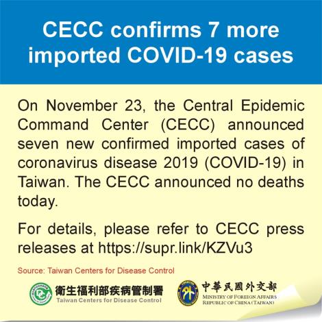 CECC confirms 7 more imported COVID-19 cases