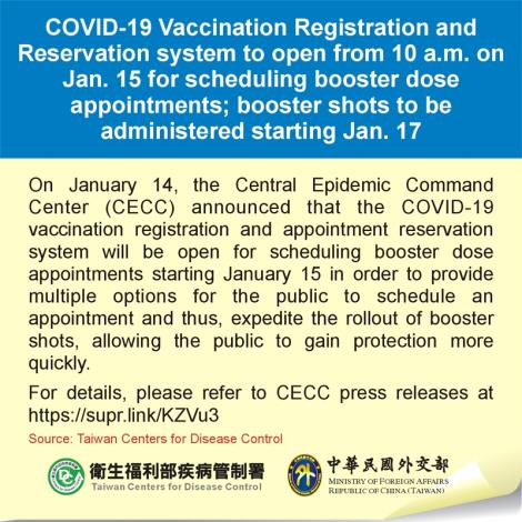 COVID-19 Vaccination Registration and Reservation system to open from 10 a.m. on Jan. 15