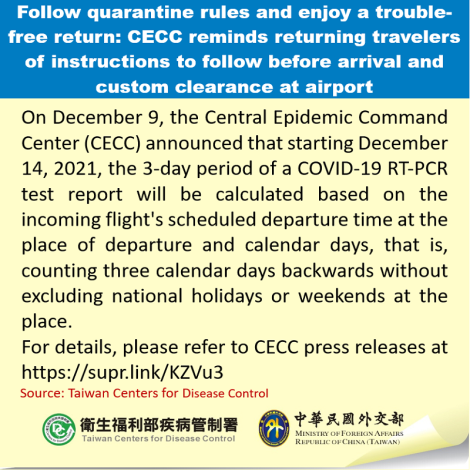 Follow quarantine rules and enjoy a trouble-free return: CECC reminds returning travelers of instructions to follow before arrival and custom clearance at airport