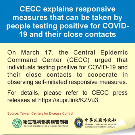 CECC explains responsive measures that can be taken by people testing positive for COVID-19 and their close contacts
