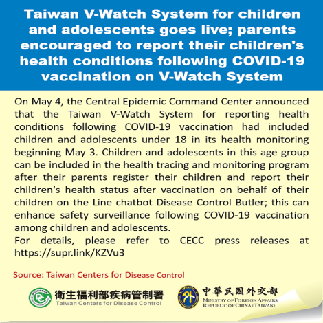Taiwan V-Watch System for children and adolescents goes live