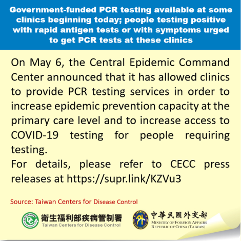 Government-funded PCR testing available at some clinics beginning today