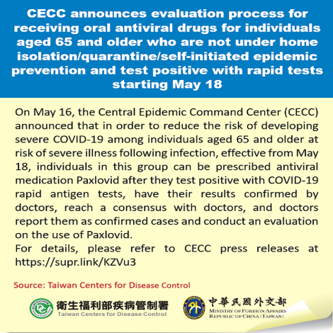 CECC announces evaluation process for receiving oral antiviral drugs for individuals aged 65 and older