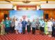 4. Minister Lin (seventh left), Deputy Minister Tien (seventh right), Deputy Minister Lin (fifth left), Deputy Minister Shih (third right), Deputy Minister Calivat (right), Speaker Italeli (eighth left), and other members of the Tuvaluan delegation pose for a photo at the reception. 