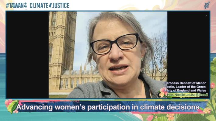 5. Baroness Natalie Louise Bennett, former leader of the Green Party of England and Wales, states that in addition to tackling climate change, humanity needs to consider “system change” in order to break down systems of gender inequality and create a more equitable society.