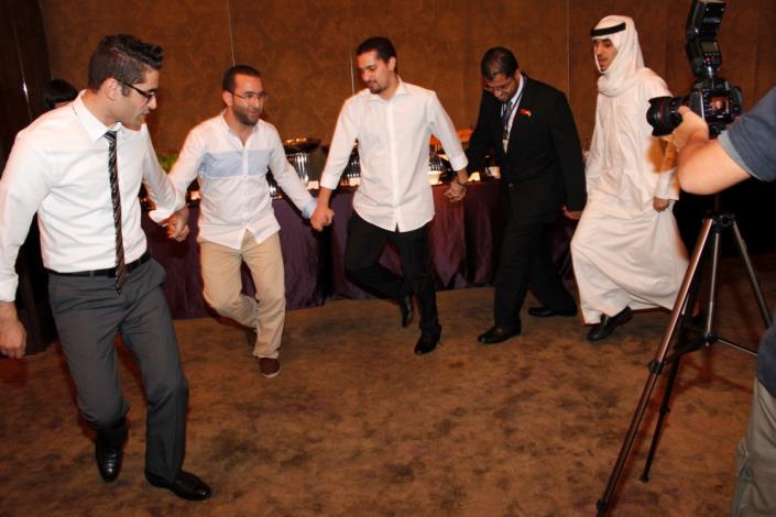 約旦、沙烏地阿拉伯、科威特及巴林學員表演阿拉伯傳統舞蹈。（陳榮波攝）
